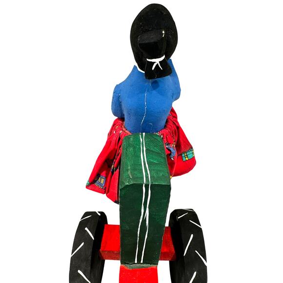 Delbert Buck Navajo Folk Art Wood Carving-Woman and John Deere Tractor-Signed - Picture 7 of 11